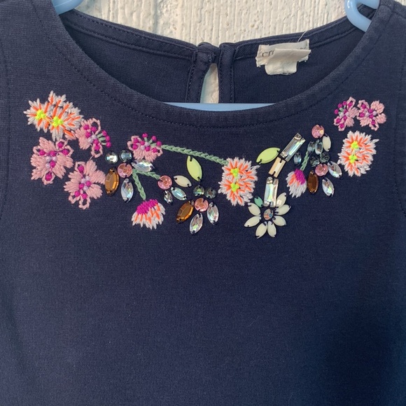 Crewcuts Floral Embroidered Navy Dress Sz 4 - Picture 4 of 5